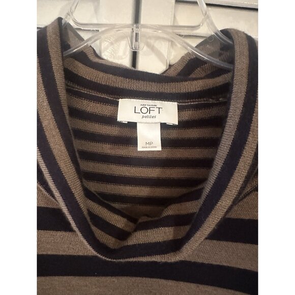 Ann Taylor Loft Merino Wool Blend Cowl Neck Sweater Dress Size MP Black Brown - Picture 3 of 6